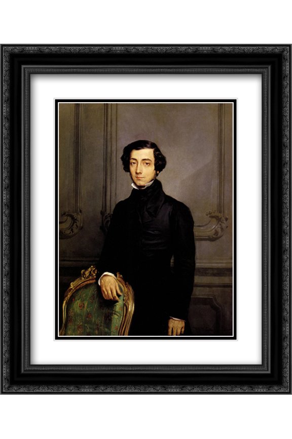 Theodore Chasseriau 2x Matted 20x24 Black Ornate Framed Art Print 'Portrait of Alexis de Toqueville'