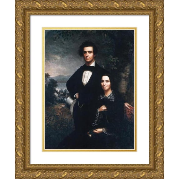 Theodore E. Pine 19x24 Gold Ornate Framed and Double Matted Museum Art Print Titled - Mr. and Mrs. Daniel T. Macfarlan (1858)