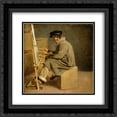 thumbnail image 1 of Theodore Gericault 2x Matted 20x20 Black Ornate Framed Art Print 'Young painter at his easel', 1 of 2