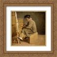 thumbnail image 1 of Theodore Gericault 2x Matted 20x20 Gold Ornate Framed Art Print 'Young painter at his easel', 1 of 2