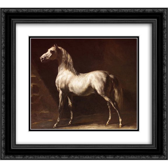 Theodore Gericault 2x Matted 24x20 Black Ornate Framed Art Print 'Study of a Dapple Grey'
