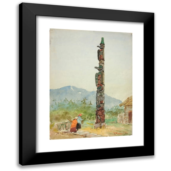 Theodore J. Richardson 11x14 Black Modern Framed Museum Art Print Titled - The Raven Totem Pole (ca. 1880-1914)