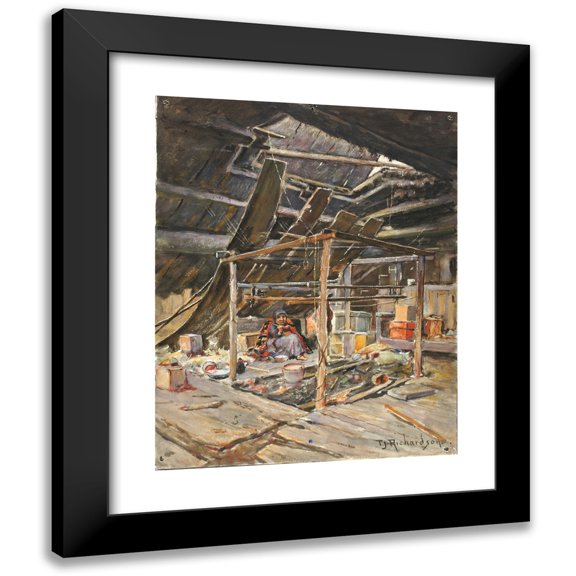 Theodore J. Richardson 12x14 Black Modern Framed Museum Art Print Titled - Native Interior (ca. 1880-1914)