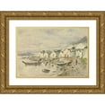 thumbnail image 1 of Theodore J. Richardson 14x11 Gold Ornate Wood Frame and Double Matted Museum Art Print Titled - The Ranch Native Village, Sitka, 1884 (1884), 1 of 4