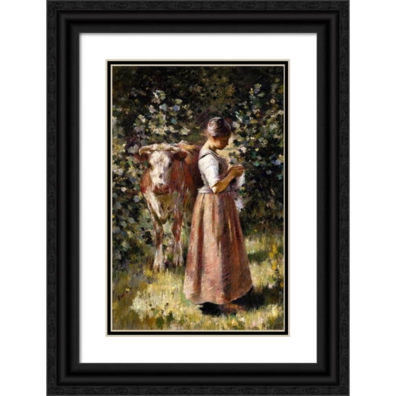 Theodore Robinson 11x14 Black Ornate Wood Framed Double Matted Museum Art Print Titled: La Vachere (ca. 1888)