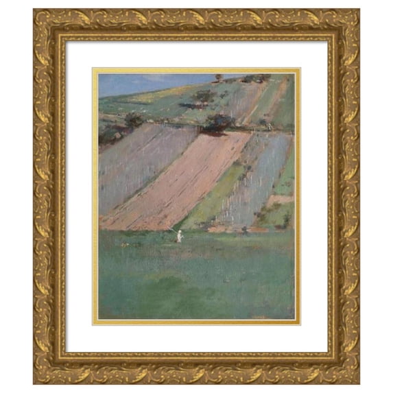 Theodore Robinson 20x24 Gold Ornate Framed and Double Matted Museum Art Print Titled - A Hillside, Giverny (1887)