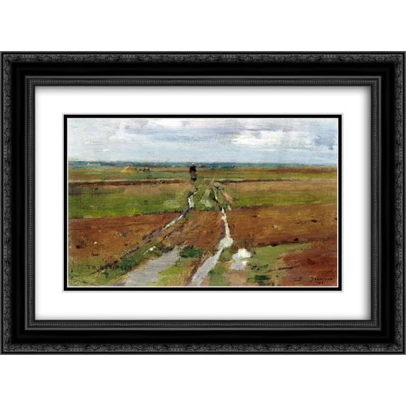 Theodore Robinson 2x Matted 24x18 Black Ornate Framed Art Print 'Barbizon'