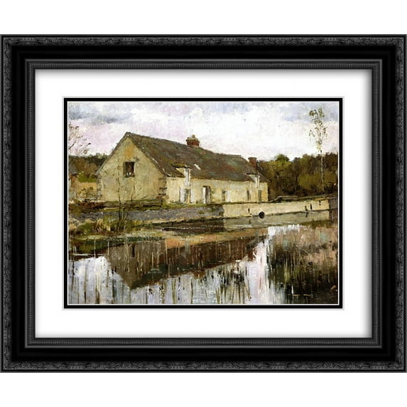 Theodore Robinson 2x Matted 24x20 Black Ornate Framed Art Print 'On the Canal'