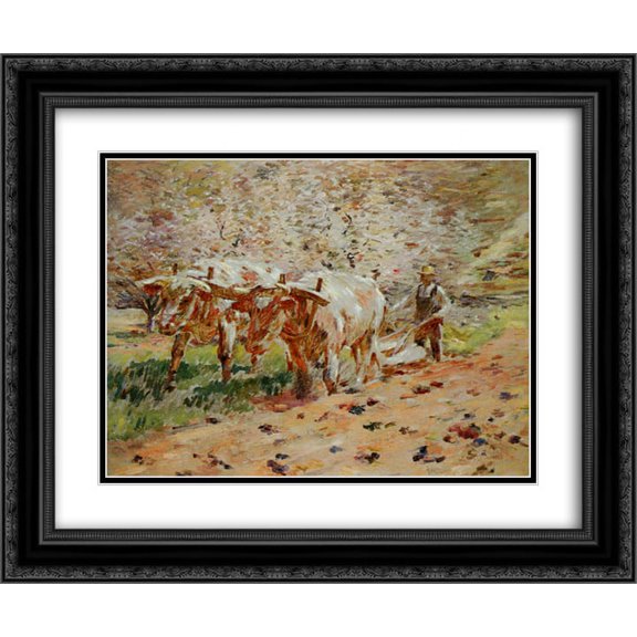 Theodore Robinson 2x Matted 24x20 Black Ornate Framed Art Print 'Springtime in Vermont'