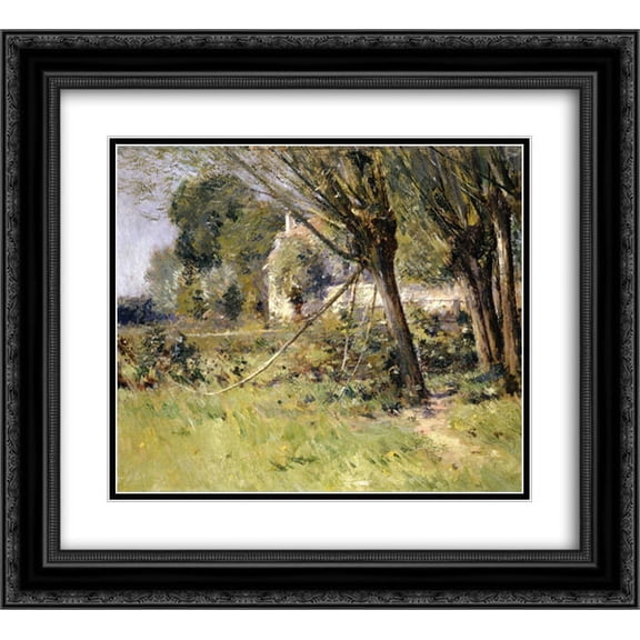 Theodore Robinson 2x Matted 24x20 Black Ornate Framed Art Print 'Willows'