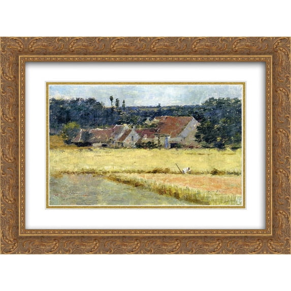 Theodore Robinson 2x Matted 24x20 Gold Ornate Framed Art Print 'French Farmhouse'