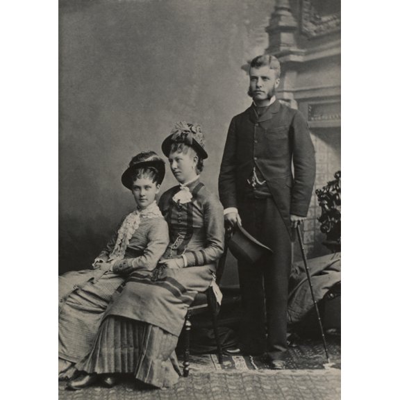 Theodore Roosevelt With Alice Lee Hathaway Left And Her Cousin. Young Roosevelt Displays A Fashion Consciousness That Prompted Future Fellow New York Assemblymen To Call Him 'The Dude.' Ca. 1880.