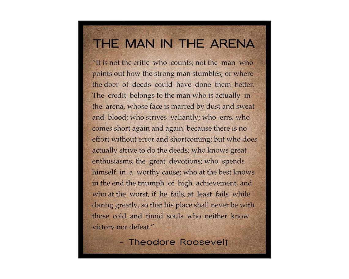 Theodore Roosevelt Man Arena Motivational Quote Graduation Aesthetic ...