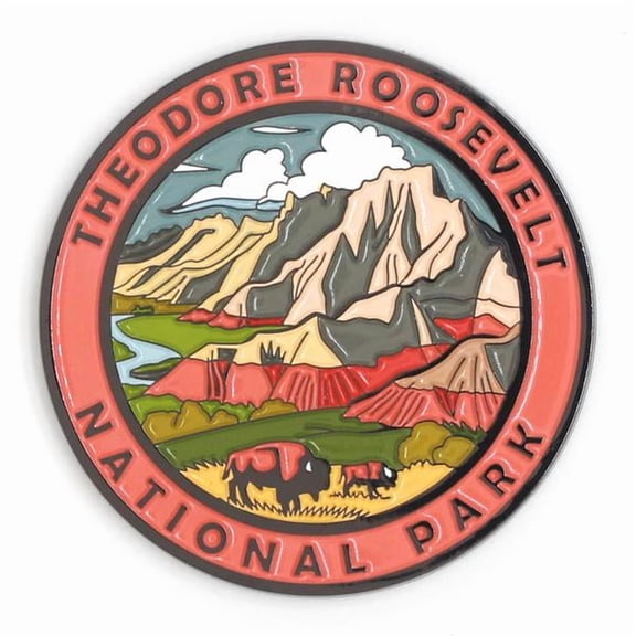 Theodore Roosevelt National Park Magnet  Badlands & Bison | 52mm Black Nickel Enamel