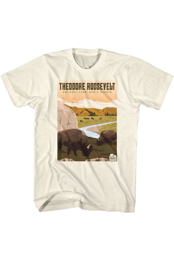 National Parks Theodore Roosevelt Park Natural Adult T-Shirt M