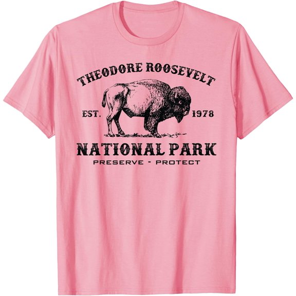 Theodore Roosevelt National Park North Dakota Bison Souvenir Unisex T-Shirt for Men Women Kids Toddler,Light Pink Color,Size 2T