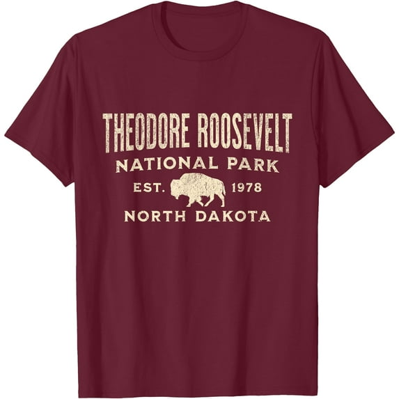 Theodore Roosevelt National Park Unisex T-Shirt for Men Women Kids Toddler,Maroon Color,Size 5XL