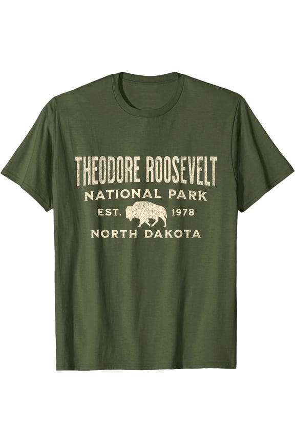 Theodore Roosevelt National Park Unisex T-Shirt for Men Women Kids Toddler,Military Green Color,Size L