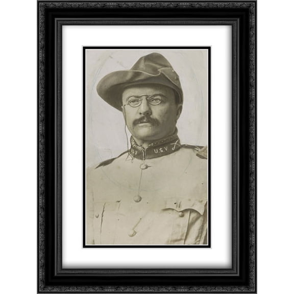 Theodore Roosevelt in Rough Riders uniform 16x24 Double Matted Black Ornate Framed Art Print