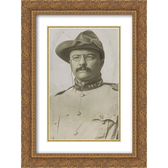 Theodore Roosevelt in Rough Riders uniform 16x24 Double Matted Gold Ornate Framed Art Print