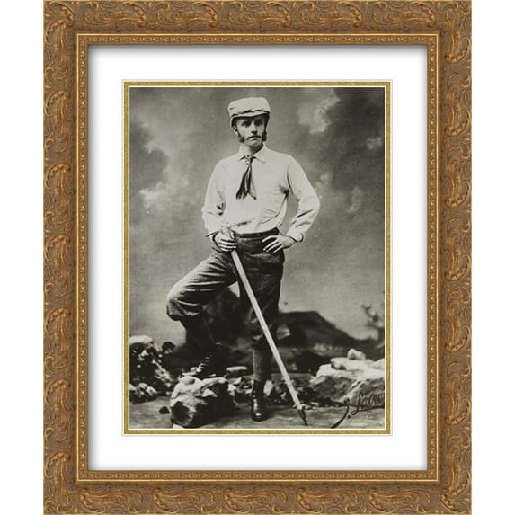 Theodore Roosevelt mountain climbing in the West,1880 18x24 Double Matted Gold Ornate Framed Art Print