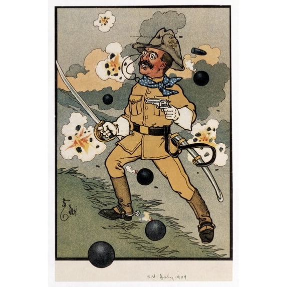 Theodore RooseveltN(1858-1919). 26Th President Of The United States. Roosevelt Charging Up San Juan Hill Cuba 1898.