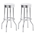 thumbnail image 1 of Retro Upholstered Metal Swivel Bar Stool White (Set of 2), 1 of 5