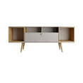 thumbnail image 1 of Theodore Wood 63" TV Stand with 6 Shelves in Off White & Cinnamon, 1 of 10