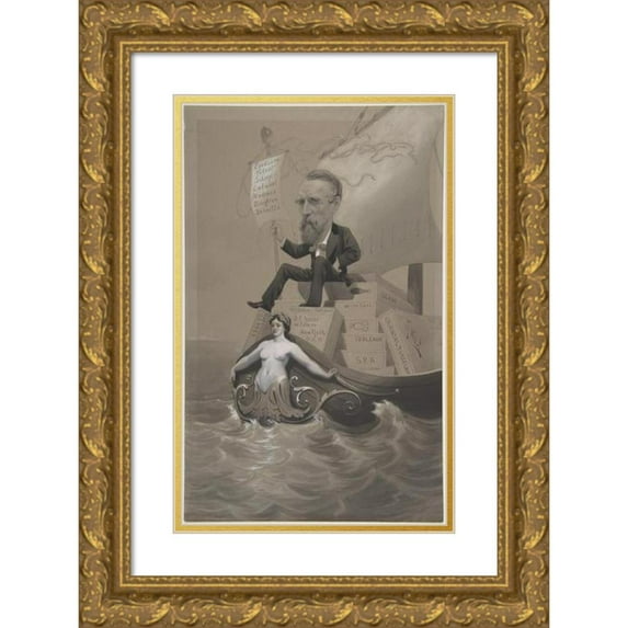 Theodore Wust 17x24 Gold Ornate Framed and Double Matted Museum Art Print Titled - Samuel P. Avery Transporting His Treasures Across the Sea (ca. 1875-80)