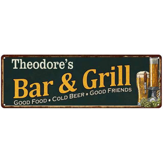 Theodore's Bar and Grill Green Gift Man Cave Gift 6x18 Sign 206180055490