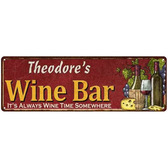 Theodore's Wine Bar Red Gift Home Kitchen Decor 6x18 Sign 206180056357