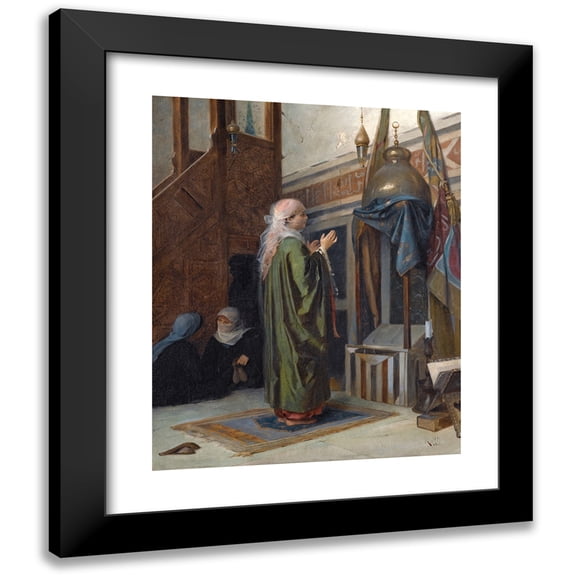 Theodoros Ralli 12x14 Black Modern Framed Museum Art Print Titled - In The Mosque