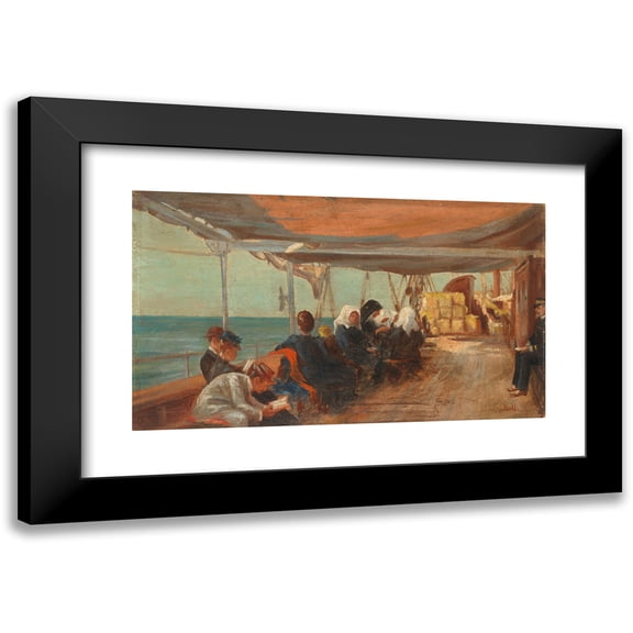 Theodoros Ralli 14x10 Black Modern Framed Museum Art Print Titled - On Shipboard