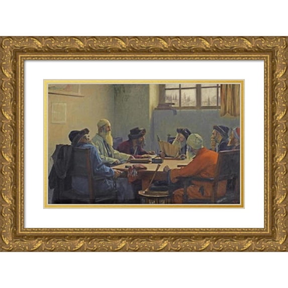 Theodoros Ralli 24x17 Gold Ornate Framed and Double Matted Museum Art Print Titled - The Seven Rabbis in Jerusalem