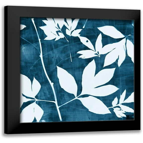 Theodosiou, Matina 12x12 Black Modern Framed Museum Art Print Titled - Indigo Leaf I