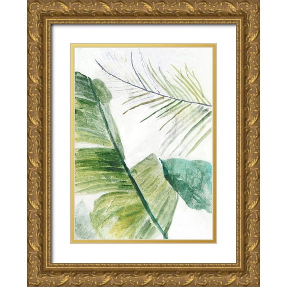 Theodosiou, Matina 24x32 Gold Ornate Wood Framed with Double Matting Museum Art Print Titled - Tropical Greenary II