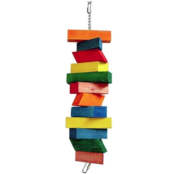 Theophile Interactive Bird Toy - Colorful Hanging Toy with Soft Wood Pieces and Nickel Plated Chain