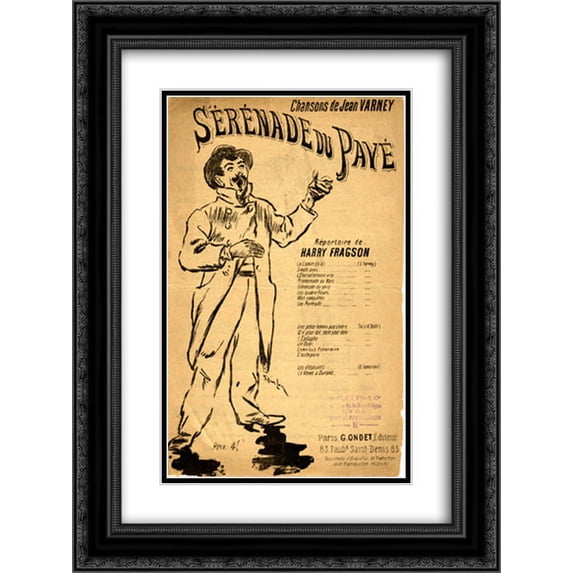 Theophile Steinlen 2x Matted 18x24 Black Ornate Framed Art Print 'Serenade du Pave '