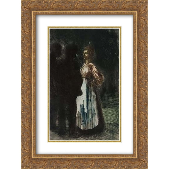 Theophile Steinlen 2x Matted 18x24 Gold Ornate Framed Art Print 'Colloque Nocturne'