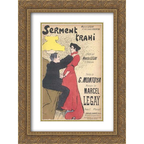 Theophile Steinlen 2x Matted 18x24 Gold Ornate Framed Art Print 'Serment Trahi '
