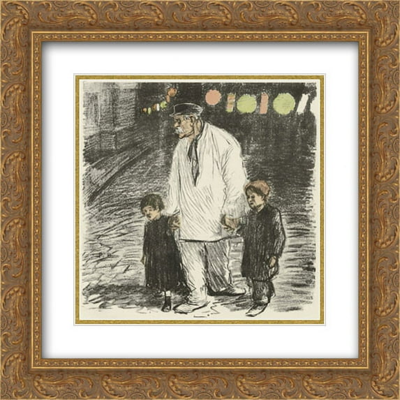 Theophile Steinlen 2x Matted 20x20 Gold Ornate Framed Art Print 'Fete Nationale'