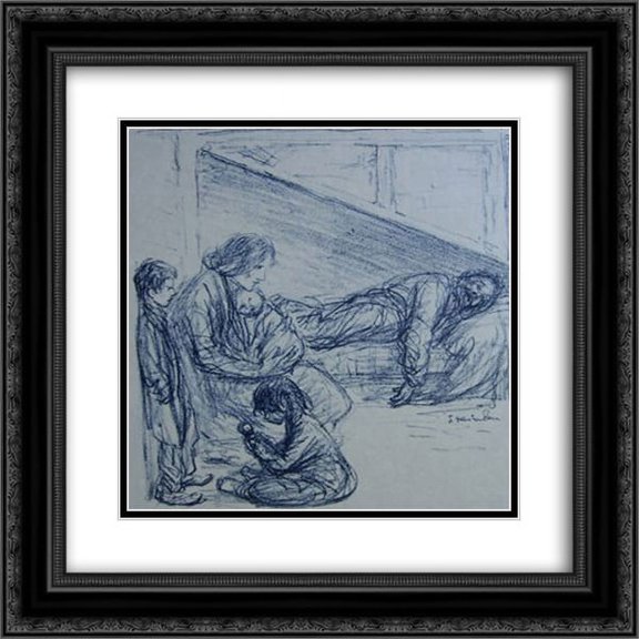 Theophile Steinlen 2x Matted 20x22 Black Ornate Framed Art Print 'Family lithograph'