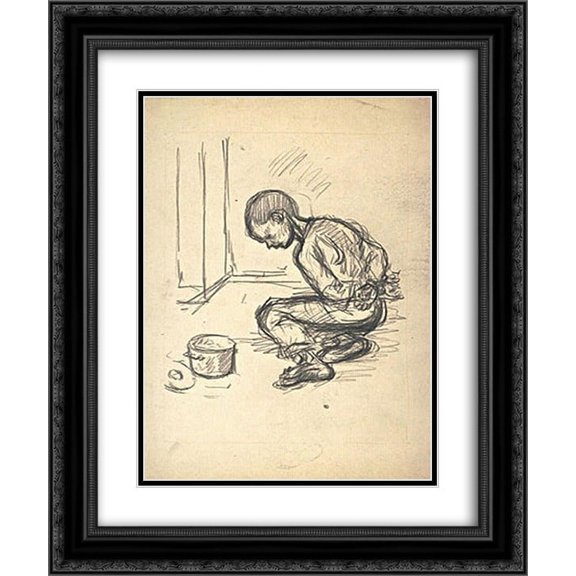Theophile Steinlen 2x Matted 20x24 Black Ornate Framed Art Print 'Enfants Martyrs study '