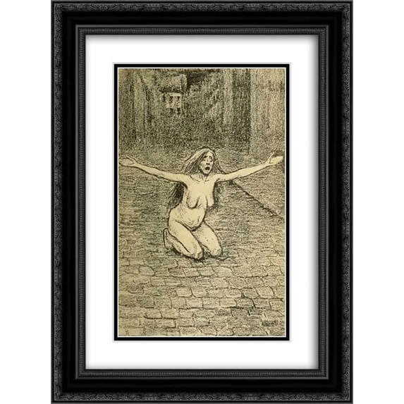 Theophile Steinlen 2x Matted 20x24 Black Ornate Framed Art Print 'La Chanson de Misere '