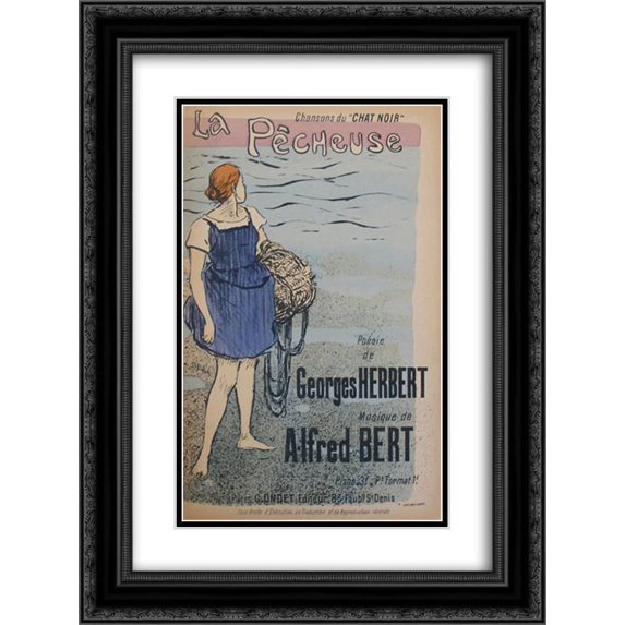 Theophile Steinlen 2x Matted 20x24 Black Ornate Framed Art Print 'La Pecheuse '