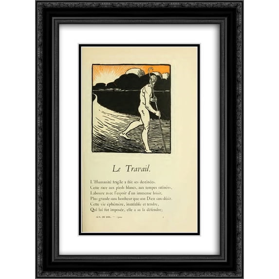 Theophile Steinlen 2x Matted 20x24 Black Ornate Framed Art Print 'Le Travail '