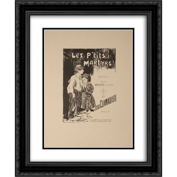 Theophile Steinlen 2x Matted 20x24 Black Ornate Framed Art Print 'Les P-tits Martyrs '