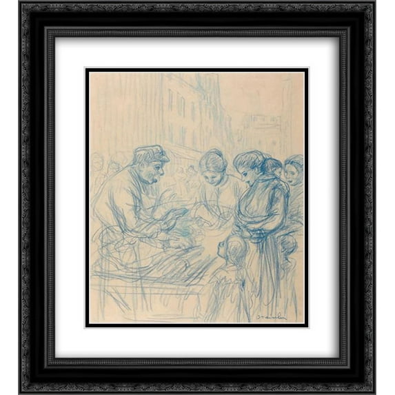 Theophile Steinlen 2x Matted 20x24 Black Ornate Framed Art Print 'Organ player '