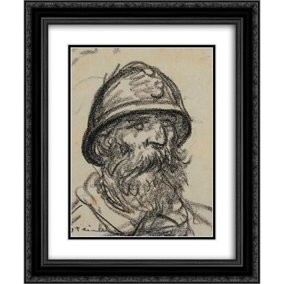 Theophile Steinlen 2x Matted 20x24 Black Ornate Framed Art Print 'Portrait de Poilu '