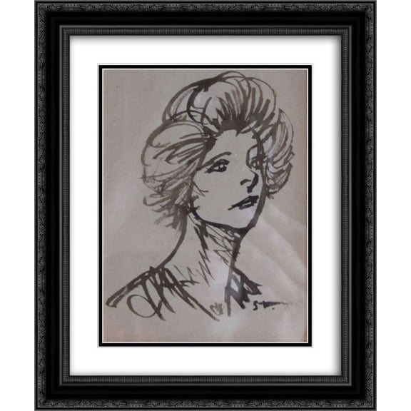 Theophile Steinlen 2x Matted 20x24 Black Ornate Framed Art Print 'Tete de Femme '
